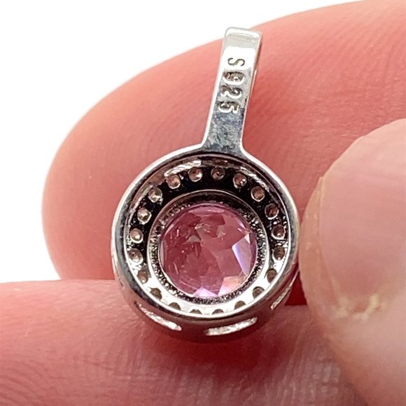Tajik Pink Spinel 1.02ct White Gold Finish Solid 925 Sterling Silver Pendant - Picture 3 of 7